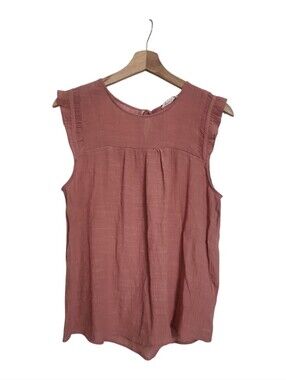 Mine Dusty Rose Ruffled Sleeveless Top Size L